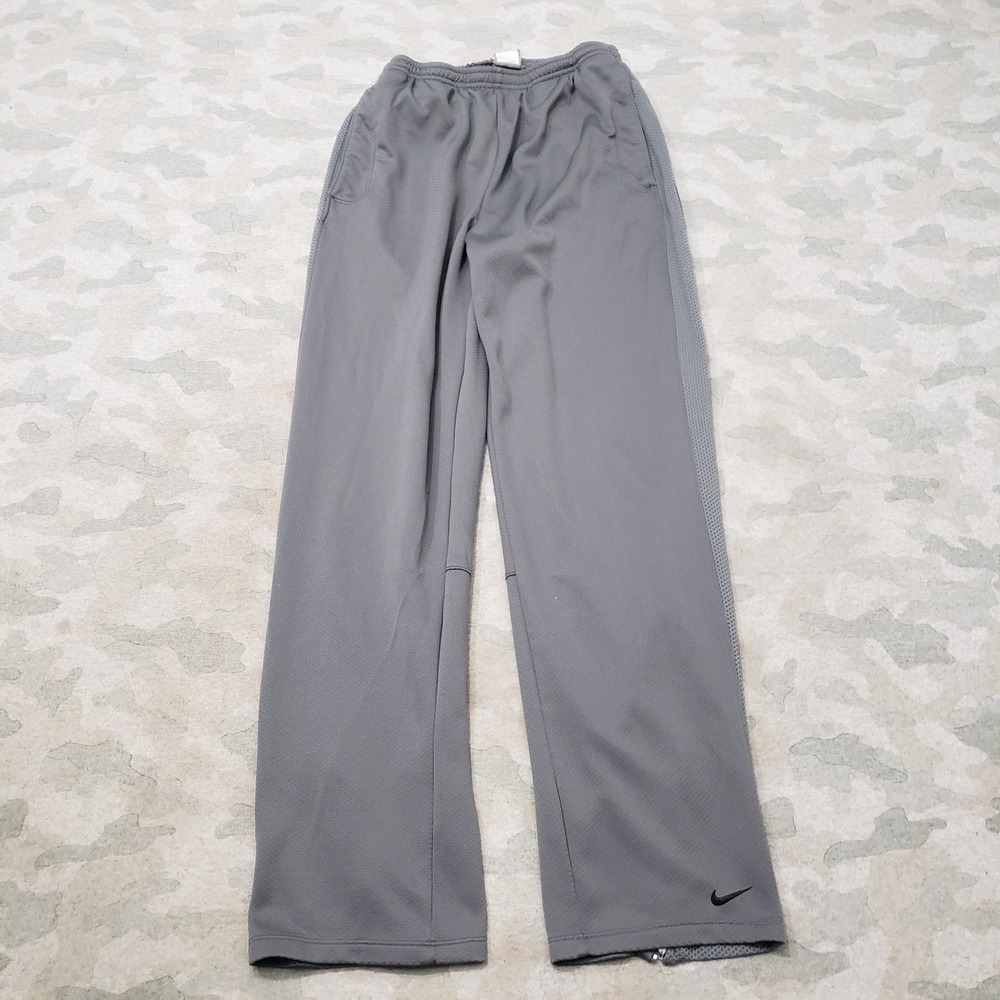 Vintage Nike Pants Women Medium Gray Straight Leg Drawstring Silver Tag Y2k